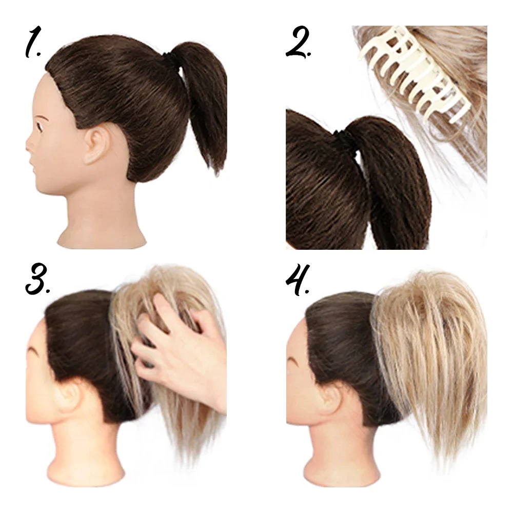 Messy Bun  Piece Claw Clip Hair Bun Wavy Curly Chignon Hair Bun Extensions Tousled Updo Hair Buns Claw Clip Ponytail Hairpie thumbnail 5