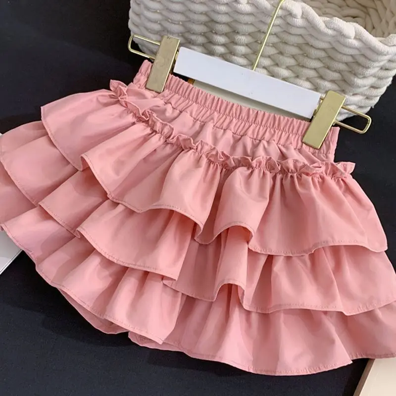 Children Girls Pleated Cake Skirts Summer 2025 Elastic Waist Infant Babys Girls Bubble Skirts Toddler Kids Girls Princess Skirts thumbnail 5