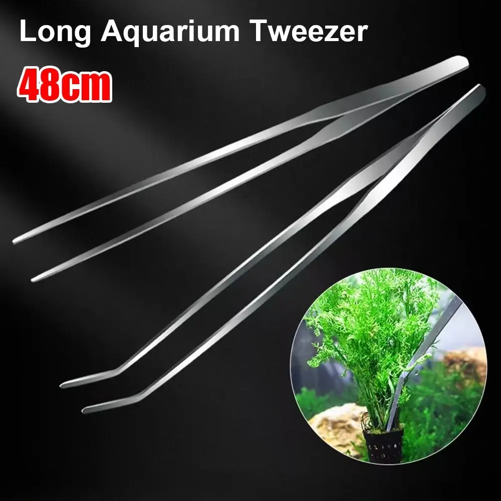 1Pcs Durable 48cm Aquarium Tweezer Long Tong Stainless Steel Fish Tank Cleaning Tool Water Grass Clip Pet Shrimp Reef Coral