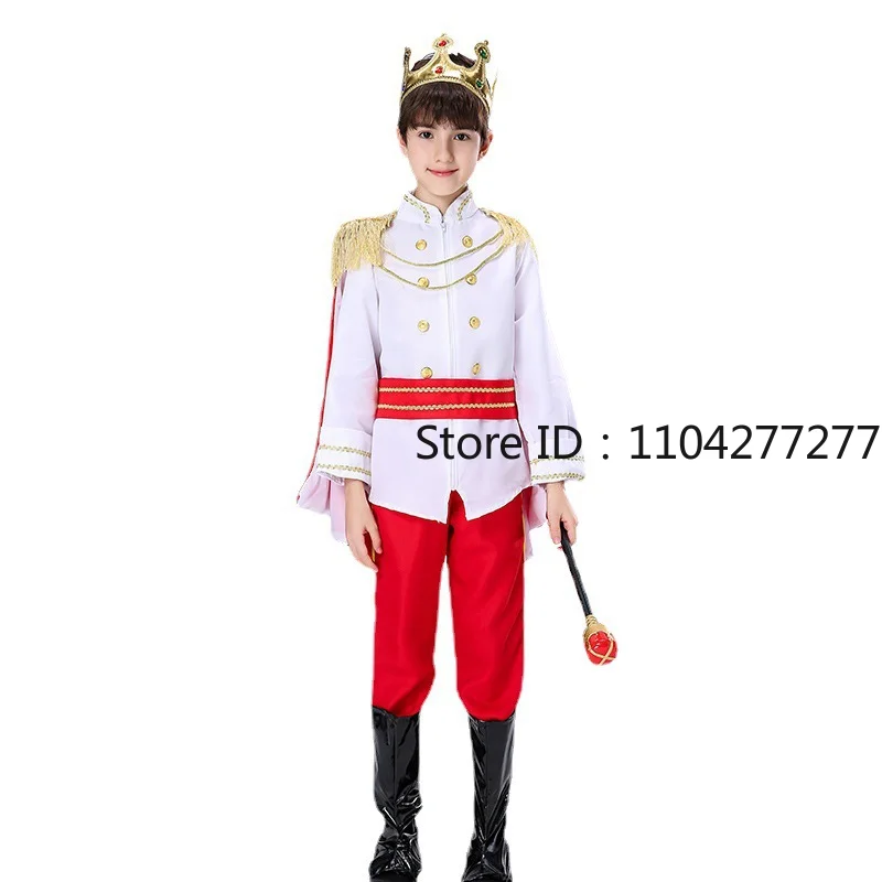 Boy's King Prince Cosplay Costume Prince Crown Scepter Cloak Royalty Suit Halloween Birthday Carnival Costumes Fancy Dress Up thumbnail 6