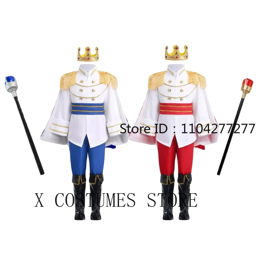 Boy's King Prince Cosplay Costume Prince Crown Scepter Cloak Royalty Suit Halloween Birthday Carnival Costumes Fancy Dress Up thumbnail 2