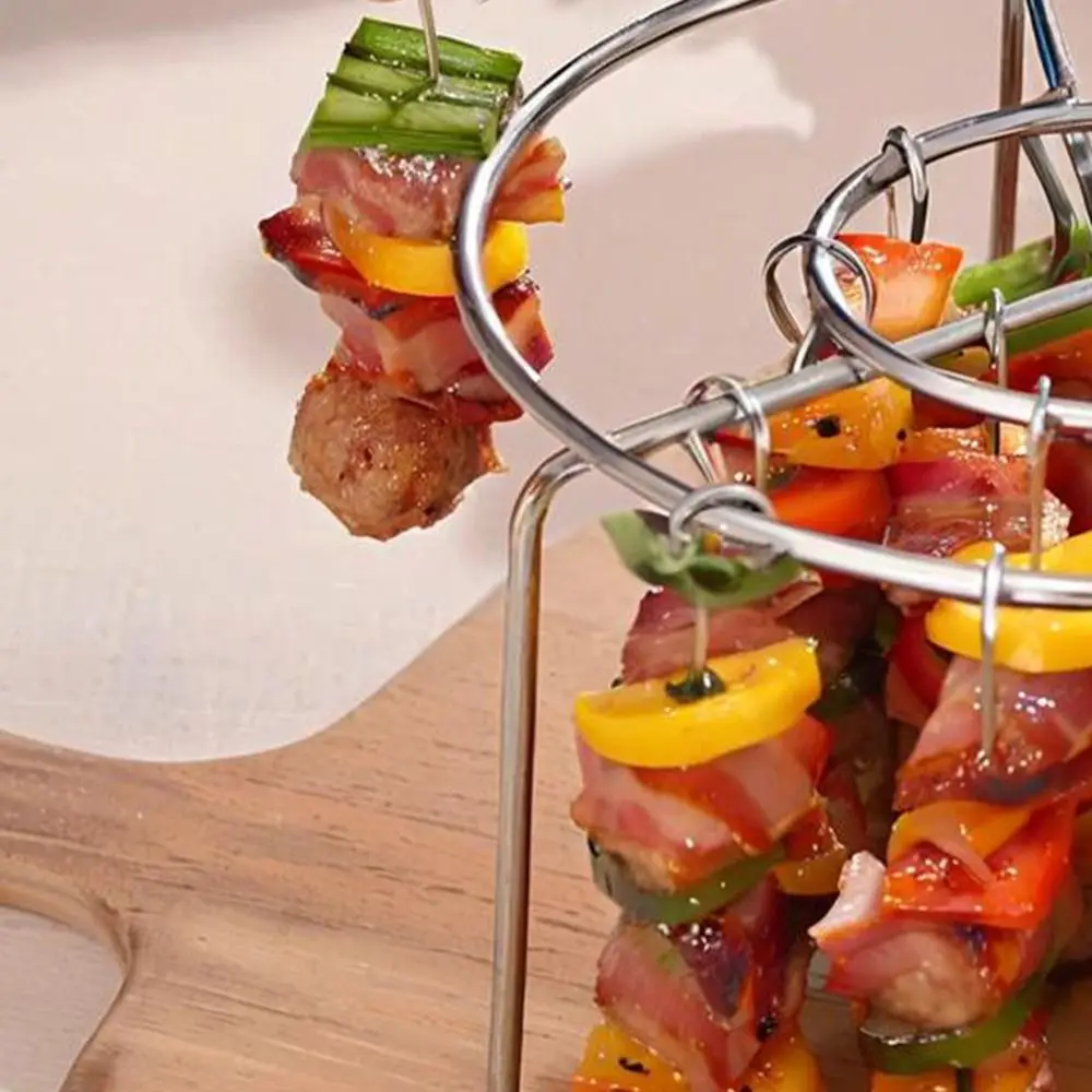 Air Fryer Special Grill Round Hanging Skewers Rack Home Kitchen Outdoor Stainless Steel Grill thumbnail 2