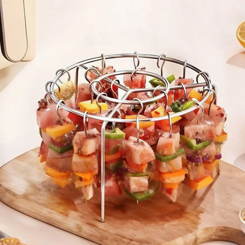 Air Fryer Special Grill Round Hanging Skewers Rack Home Kitchen Outdoor Stainless Steel Grill thumbnail 3