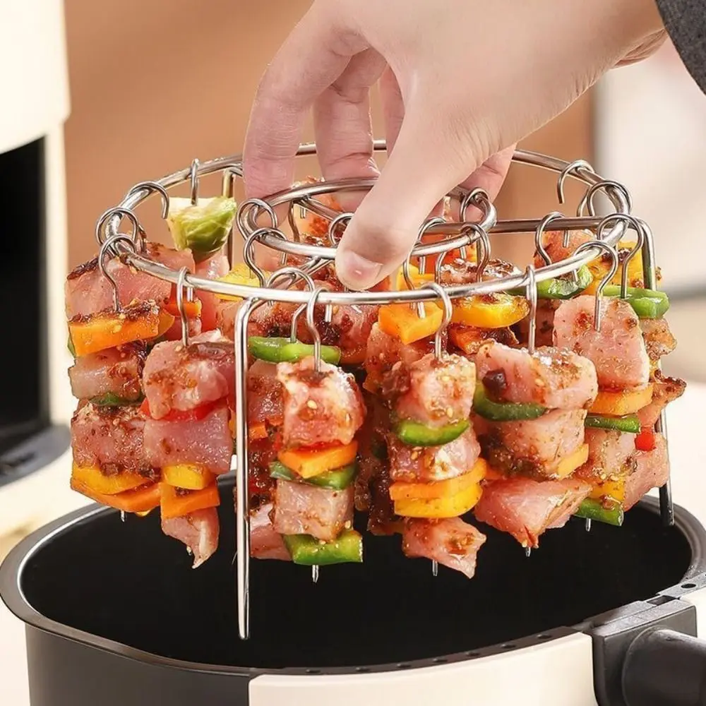 Air Fryer Special Grill Round Hanging Skewers Rack Home Kitchen Outdoor Stainless Steel Grill thumbnail 4