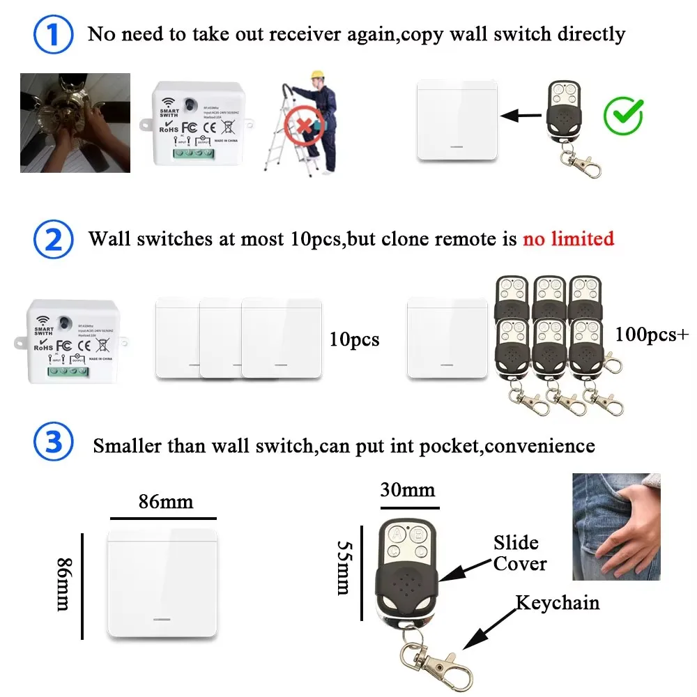 433mhz Remote control RF Clone Wireless remote control for garage door remote control water pump electric gate control thumbnail 5
