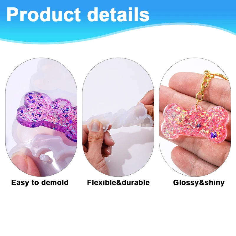 Pet Tag Silicone Mold Kit with Keychains for Keychain Making Epoxy Resin DIY Handmade Keychain Pendant Charm Crafts thumbnail 4