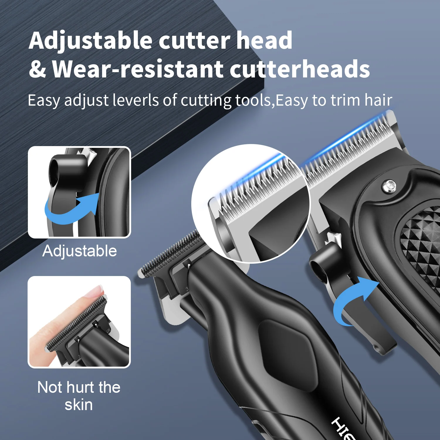 hiena Finish Machine Electric Professional Electric Hair Clippers Beard Clipper Rechargeable Men's Shaver Hair Trimmer Kit thumbnail 4