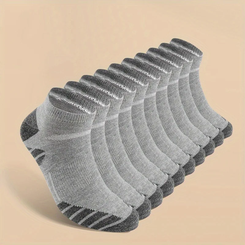 10 Pairs Cool Men Black White Four Seasons Cotton Sock Set Male Solid Color Breathable Sports Running Big Size Socks For Men thumbnail 2