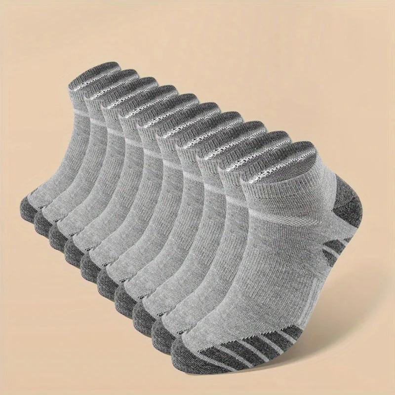 10 Pairs Cool Men Black White Four Seasons Cotton Sock Set Male Solid Color Breathable Sports Running Big Size Socks For Men thumbnail 6