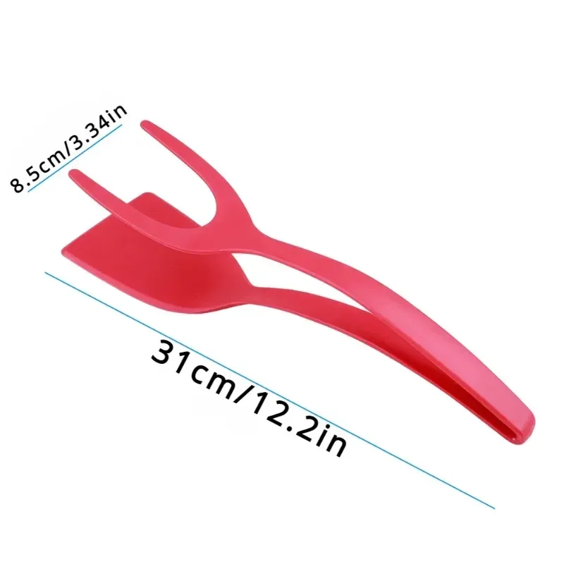 2 in 1 Nylon Grip Flip Tongs Egg Spatula Tongs Steak Spatula Tongs Clamp Pancake Fried Turners Kitchen Accessories Kitchen Items thumbnail 6