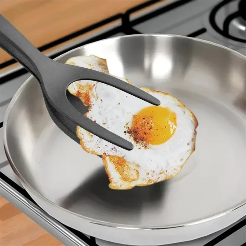 2 in 1 Nylon Grip Flip Tongs Egg Spatula Tongs Steak Spatula Tongs Clamp Pancake Fried Turners Kitchen Accessories Kitchen Items thumbnail 2