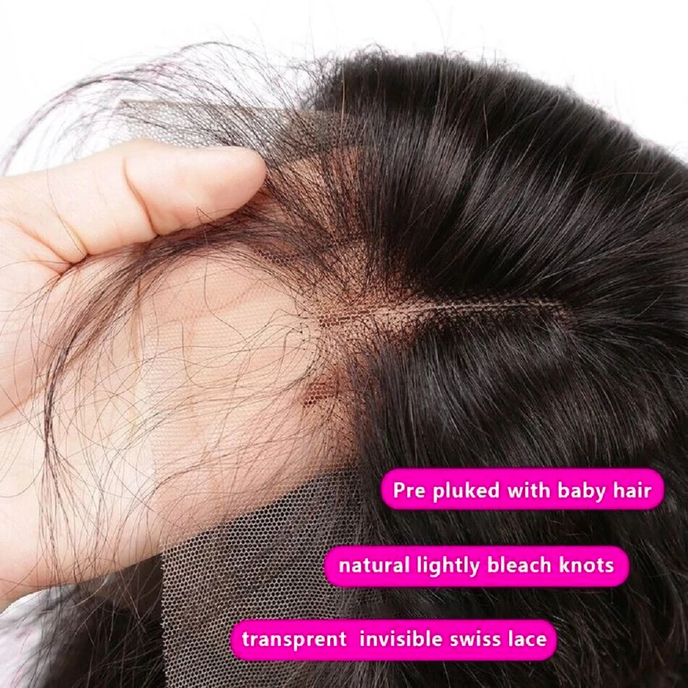 13x4 HD Transparent Lace Frontal Pre plucked Straight Hair 100% Human Hair Natural Hair Line 4x4 Lace Closure With Baby Hair thumbnail 4