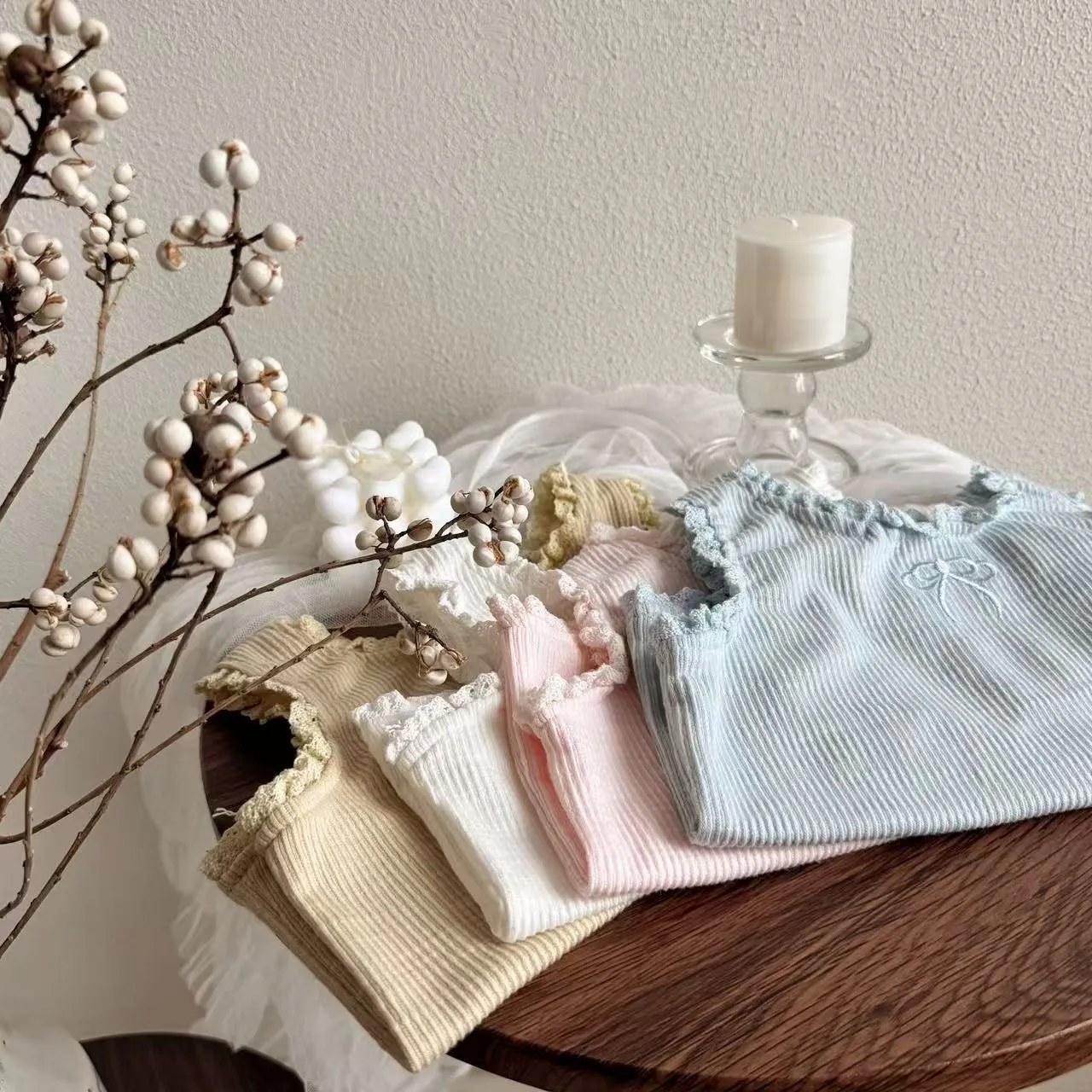 TZ2617 Korean Style 2025 Children's Lace Earlette Vest Cute Summer Sleeveless Top Shorts Thin Set for Girls Kids Fashion Outfit thumbnail 6