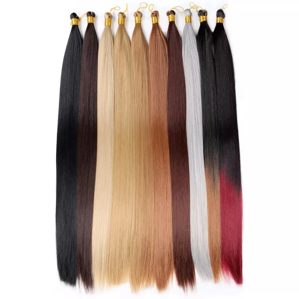 Silky Straight Braiding Hair 22" Synthetic Straight Bundles Hair Extensions 150G Braiding Hair Bulk Hair For Crochet Braids thumbnail 2
