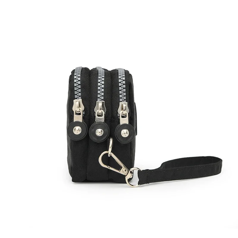 Three Layer Zipper Short Mobile Phone Bag Chic Women Hand Makeup Clutches Bag Portable Change Waterproof Multi Layer Pocket Bag thumbnail 5