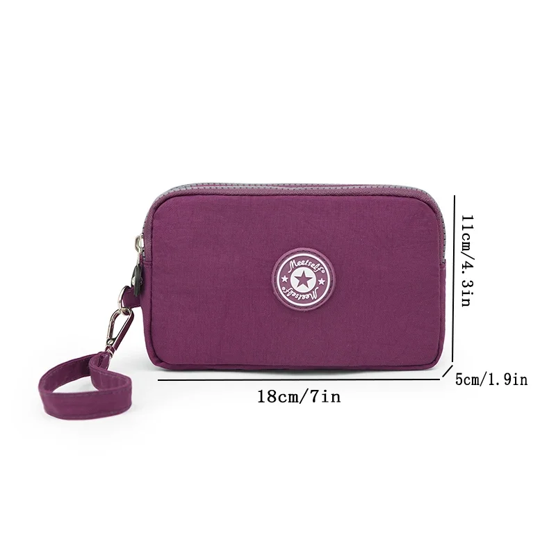Three Layer Zipper Short Mobile Phone Bag Chic Women Hand Makeup Clutches Bag Portable Change Waterproof Multi Layer Pocket Bag thumbnail 4