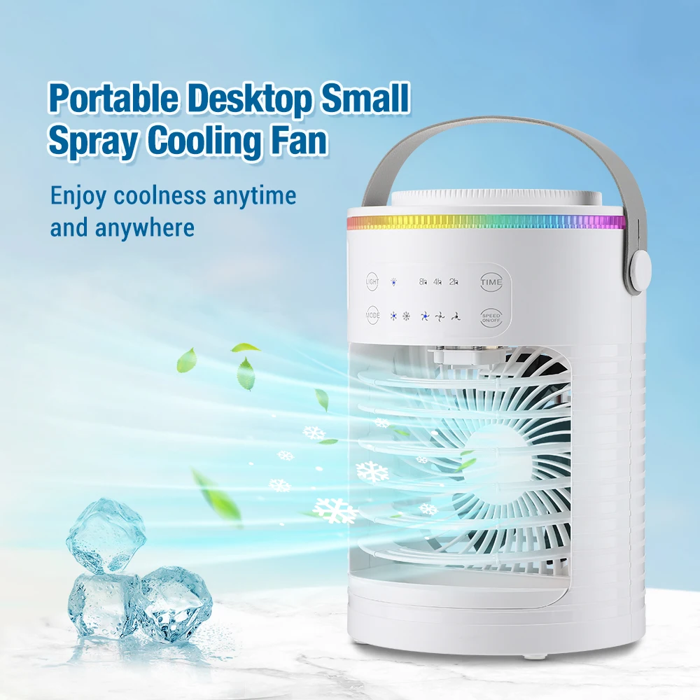 Air Conditioner Cooling Spray Fan Air Conditioner with Water Ice Evaporative Humidifier Quiet Air Cooler with Colorful Light thumbnail 3