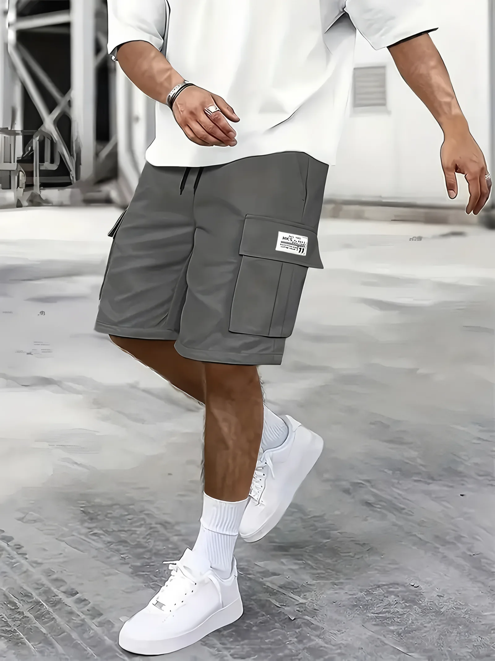 Men's work shorts; summer comfort; multi-pocket; outdoor leisure sport beach pants; elastic waistband thumbnail 3