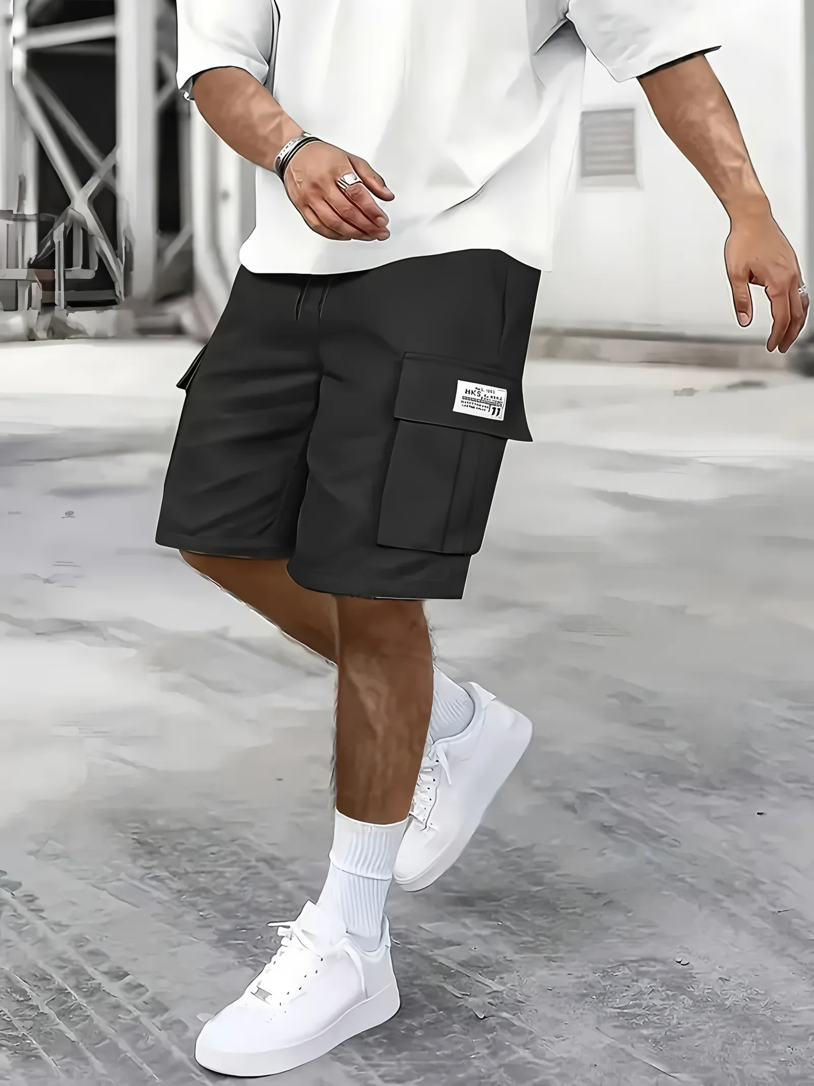 Men's work shorts; summer comfort; multi-pocket; outdoor leisure sport beach pants; elastic waistband thumbnail 5