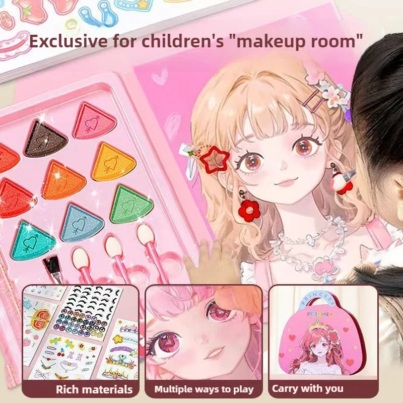 DIY Princess Makeup Set Kawaii Coloring Arts and Crafts Kids Girls Children Toy Book Lover Gifts Art Supplies Dress Up Stickers thumbnail 3