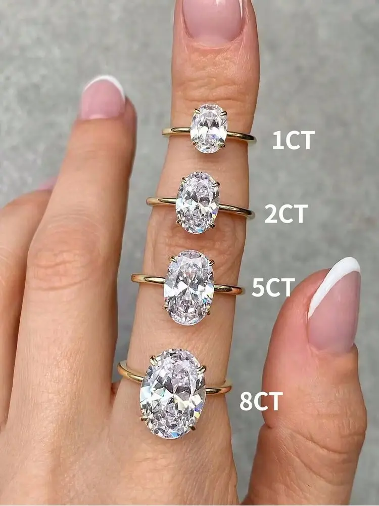 925 Sterling Silver Luxury Shiny 1-8CT Zircon Engagement Ring Wedding Band For Women Promise Eternity Ring Fine Jewelry Gift thumbnail 4