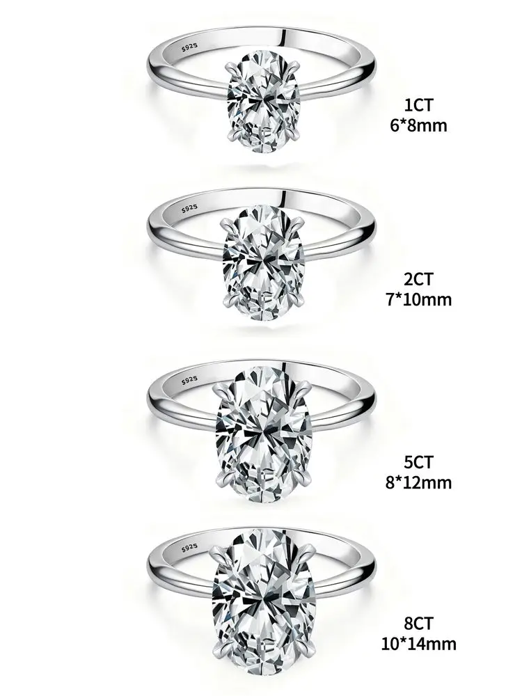 925 Sterling Silver Luxury Shiny 1-8CT Zircon Engagement Ring Wedding Band For Women Promise Eternity Ring Fine Jewelry Gift thumbnail 6
