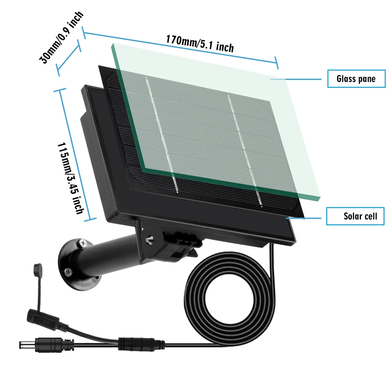 4W Solar Panel Waterproof Micro USB/TypeC Output 5V Solar Cells Charge Install 18650 Battery Outdoor For Leds or Remote Sensors thumbnail 5