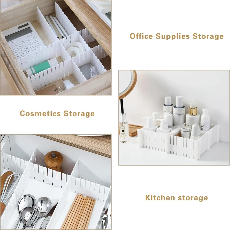 4/8/12 Pieces Drawer Divider Adjustable  Storage Organizer Separator for Tidying Clutter Cutlery  Desk & Kitchen Bedroom Office thumbnail 3
