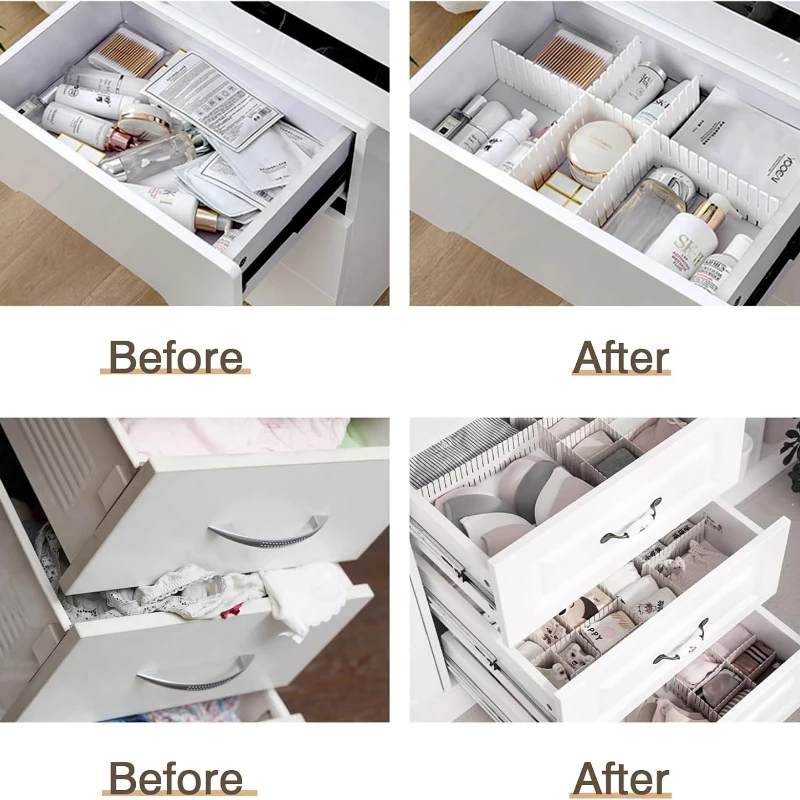 4/8/12 Pieces Drawer Divider Adjustable  Storage Organizer Separator for Tidying Clutter Cutlery  Desk & Kitchen Bedroom Office thumbnail 2