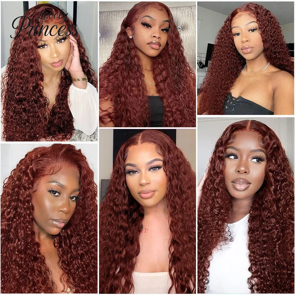 30 40 Inch Reddish Brown 13x6 Lace Frontal Wig 250 Density Colored Curly Wigs Human Hair Deep Wave 13x4 13x6 HD Lace Frontal Wig thumbnail 5