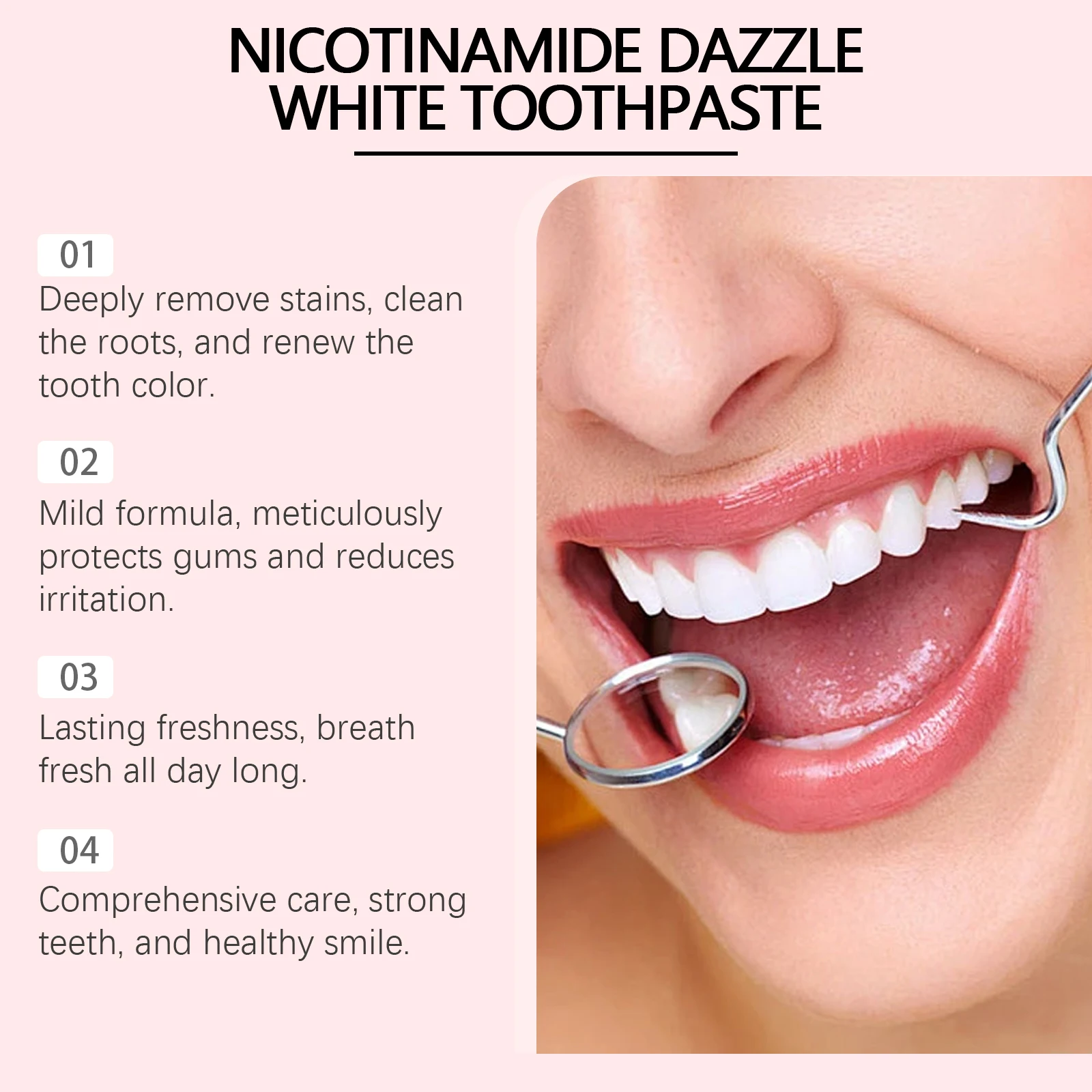 Niacinamide Whitening Toothpaste Dental Stains Removing Prevent Bad Breath Oral Cleaning Refreshing Reduces Plaque Toothpaste thumbnail 5