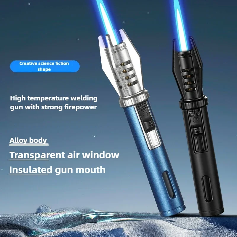 Kitchen Outdoors Torch Flame Jet Gas Lighter Cigarette Smoking Accessories Windproof Turbo Metal Jewelry Welding Cigar Lighters thumbnail 4