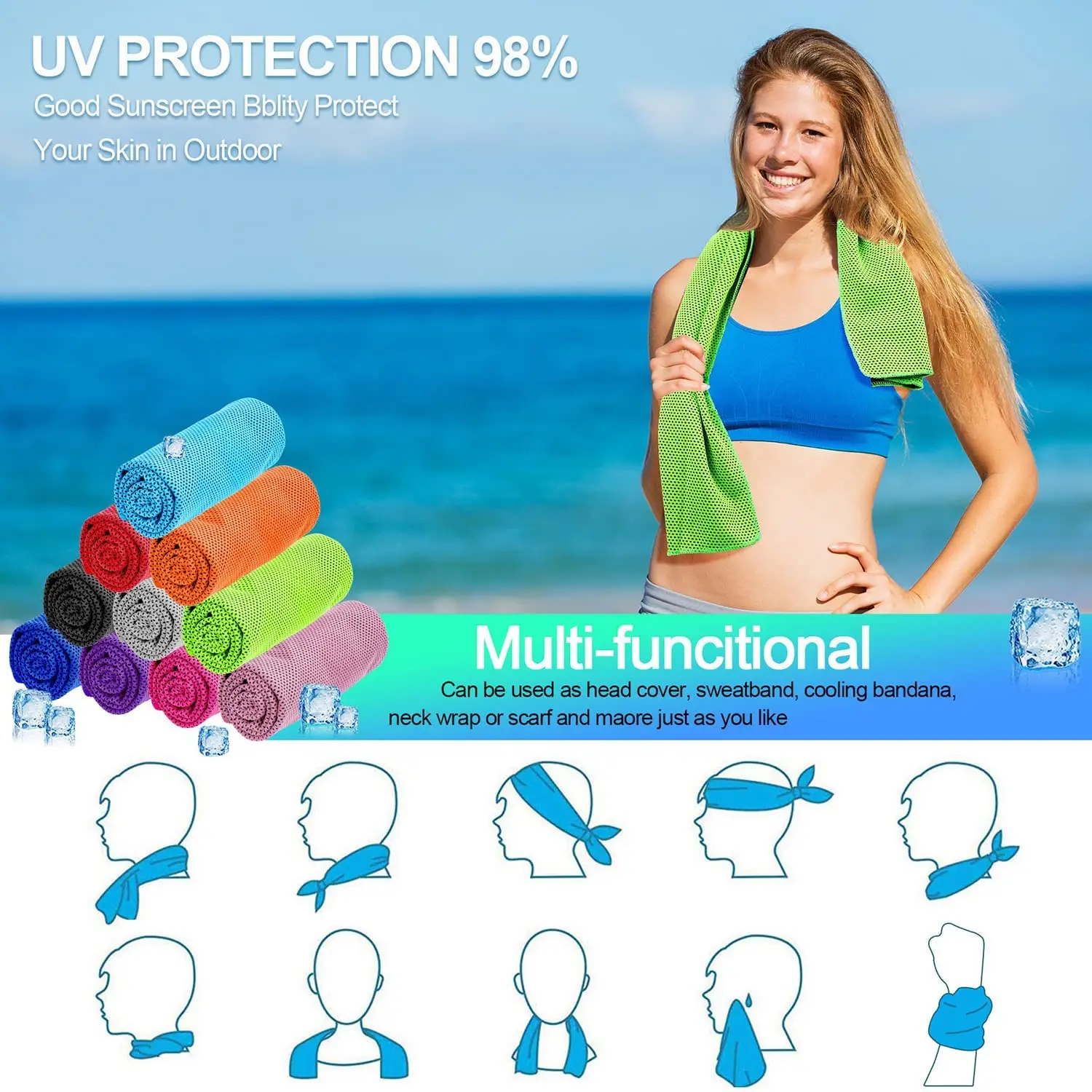 1/5/10PCS Dot Print Ice Cool Towel for Outdoor Fitness - Quick Drying Sweat-Absorbing Sports Towel With Cooling Sensation thumbnail 4