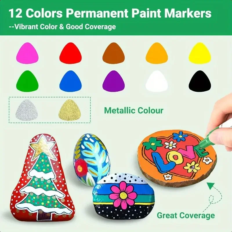 1/3/6/12Pcs Colorful Permanent Paint Marker Waterproof White Markers Tire Tread Rubber Fabric Paint Metal Paint Marker Pens thumbnail 4