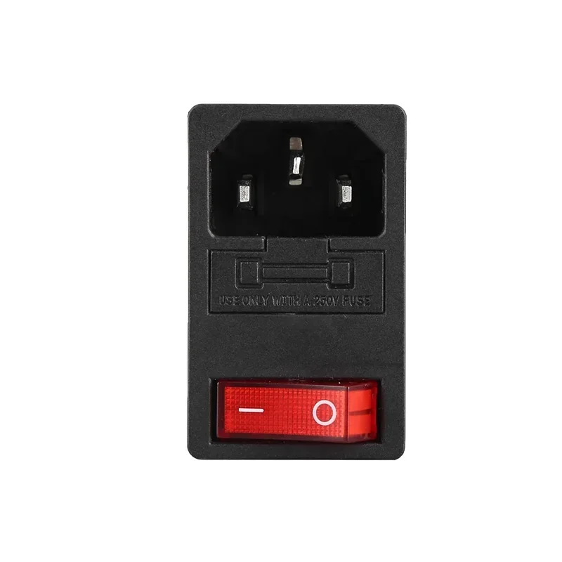 5Pcs 250V AC Socket Red LED 10A Fuse Electrical Rocker Switch Male Plug Female Socket Connector thumbnail 2