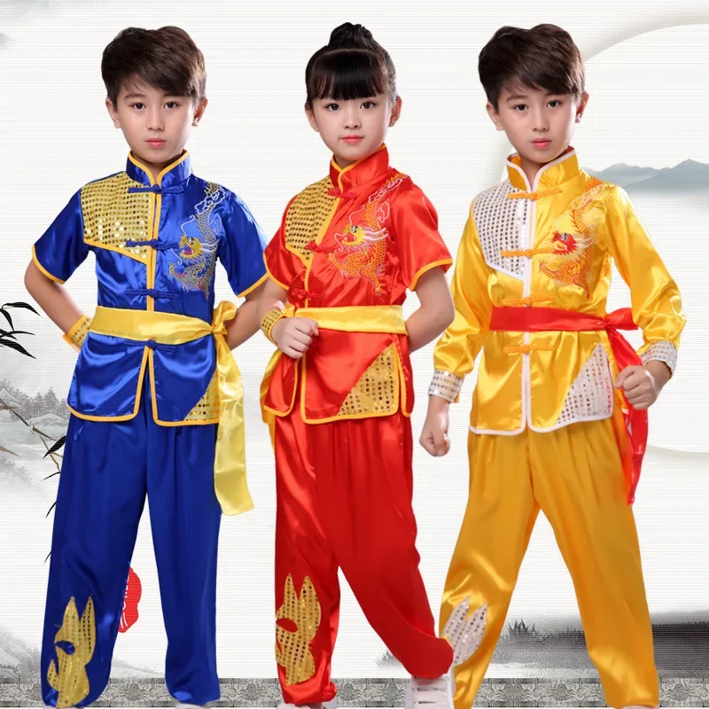 Spring Summer Children's Martial Arts Costumes Baby Outfit Set Chinese Kung Fu Suit Stage Boys Tai Chi Girls Wushu Kids Clothes