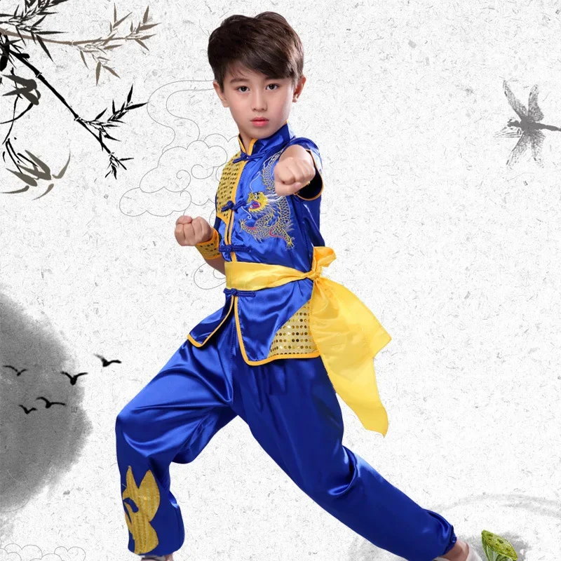 Spring Summer Children's Martial Arts Costumes Baby Outfit Set Chinese Kung Fu Suit Stage Boys Tai Chi Girls Wushu Kids Clothes thumbnail 5