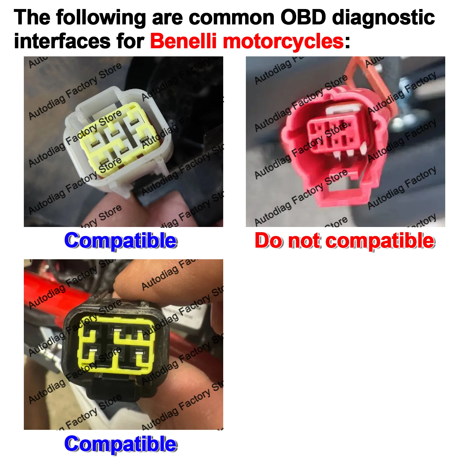 6Pin Motorcycle OBD Adapter For Benelli TNT 25/135/300/600,GT600,302R,TRK502,LEONCINO ECU Diagnostic Connector For BOSCH Delphi thumbnail 2