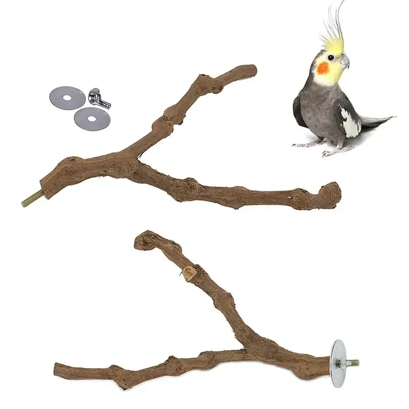 Pet Standing Stick Wild Grape Wood Pole Parrot Cockatiel Parakeet Station Board Bite Claw Grinding Toy Bird Cage Accessories thumbnail 5