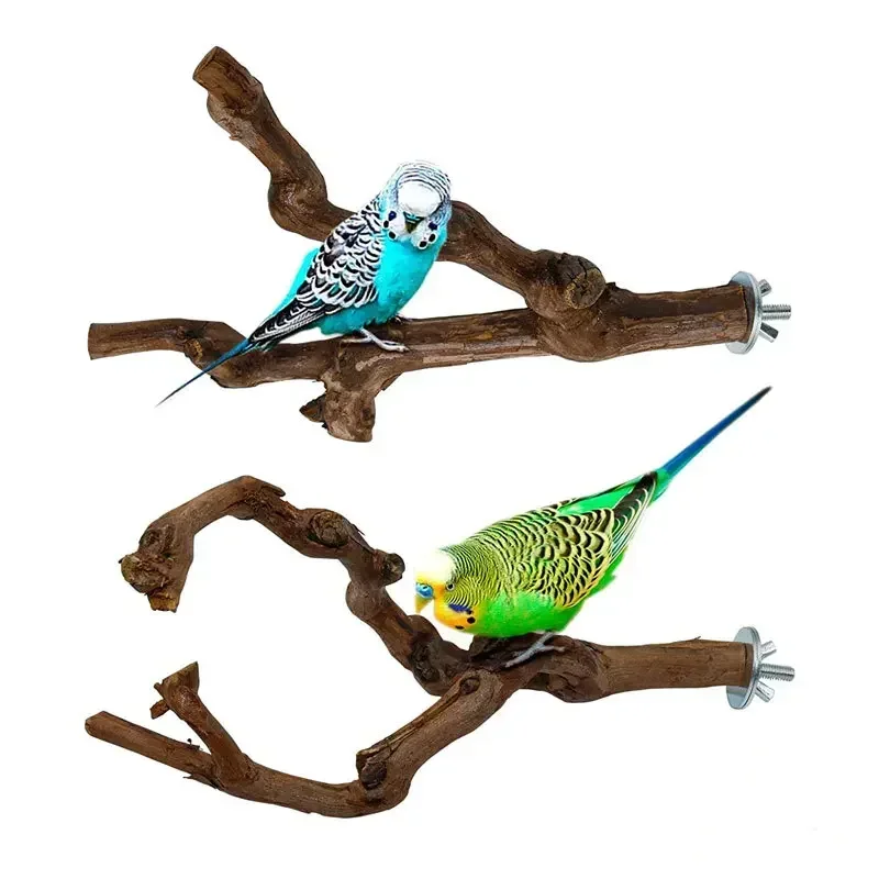 Pet Standing Stick Wild Grape Wood Pole Parrot Cockatiel Parakeet Station Board Bite Claw Grinding Toy Bird Cage Accessories thumbnail 3