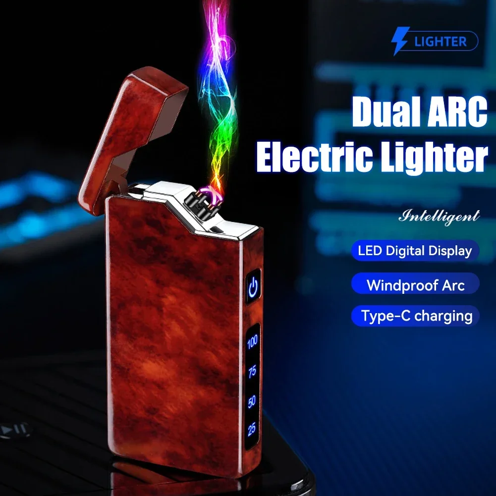 Smart Dual Arc Plasma Lighter Digital Battery Indicator USB-C Windproof Outdoor Survival Tool
