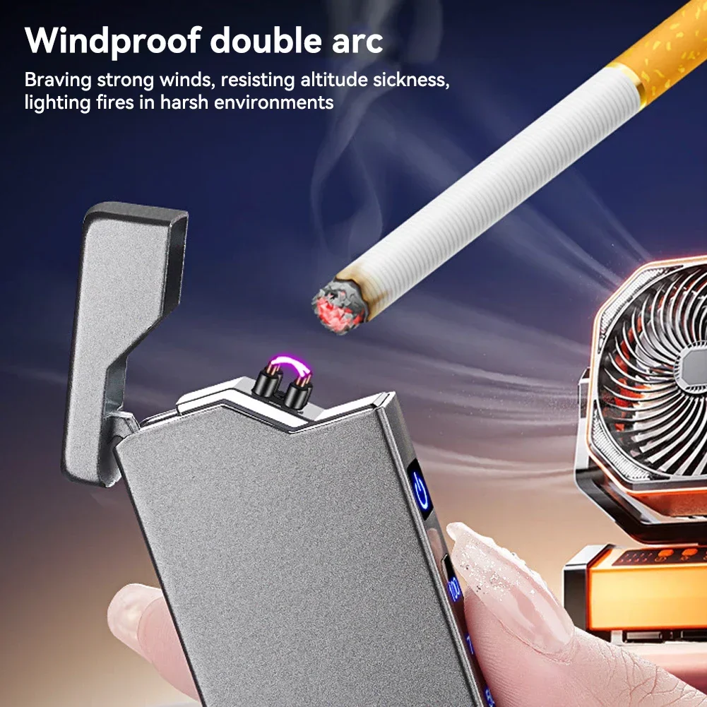 Smart Dual Arc Plasma Lighter Digital Battery Indicator USB-C Windproof Outdoor Survival Tool thumbnail 4
