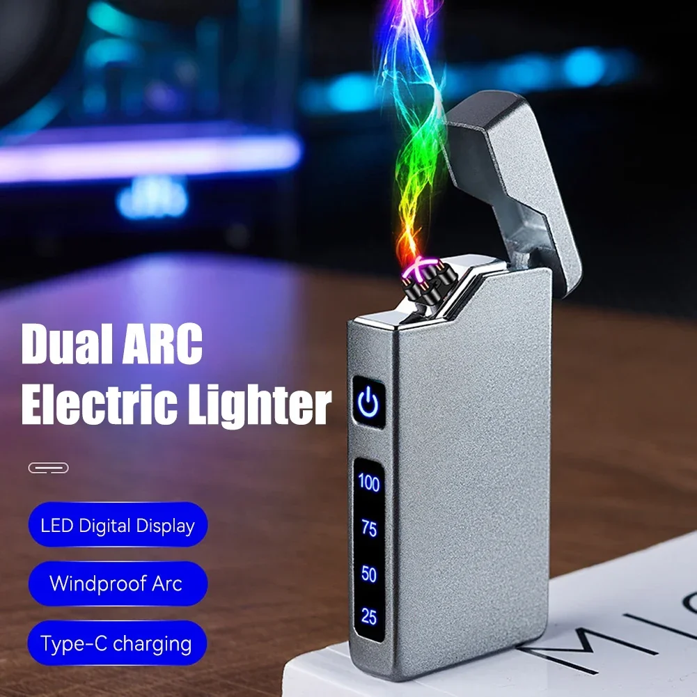 Smart Dual Arc Plasma Lighter Digital Battery Indicator USB-C Windproof Outdoor Survival Tool thumbnail 3
