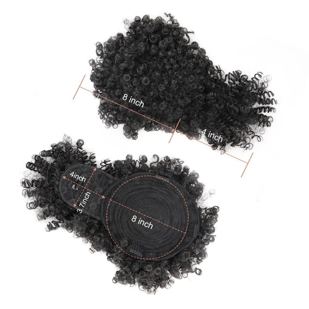 Afro Puff Kinky Curly Ponytail Wig with Bangs Drawstring Ponytail Per-Bundled Extension For Black Women Synthetic Hair ﻿ thumbnail 6