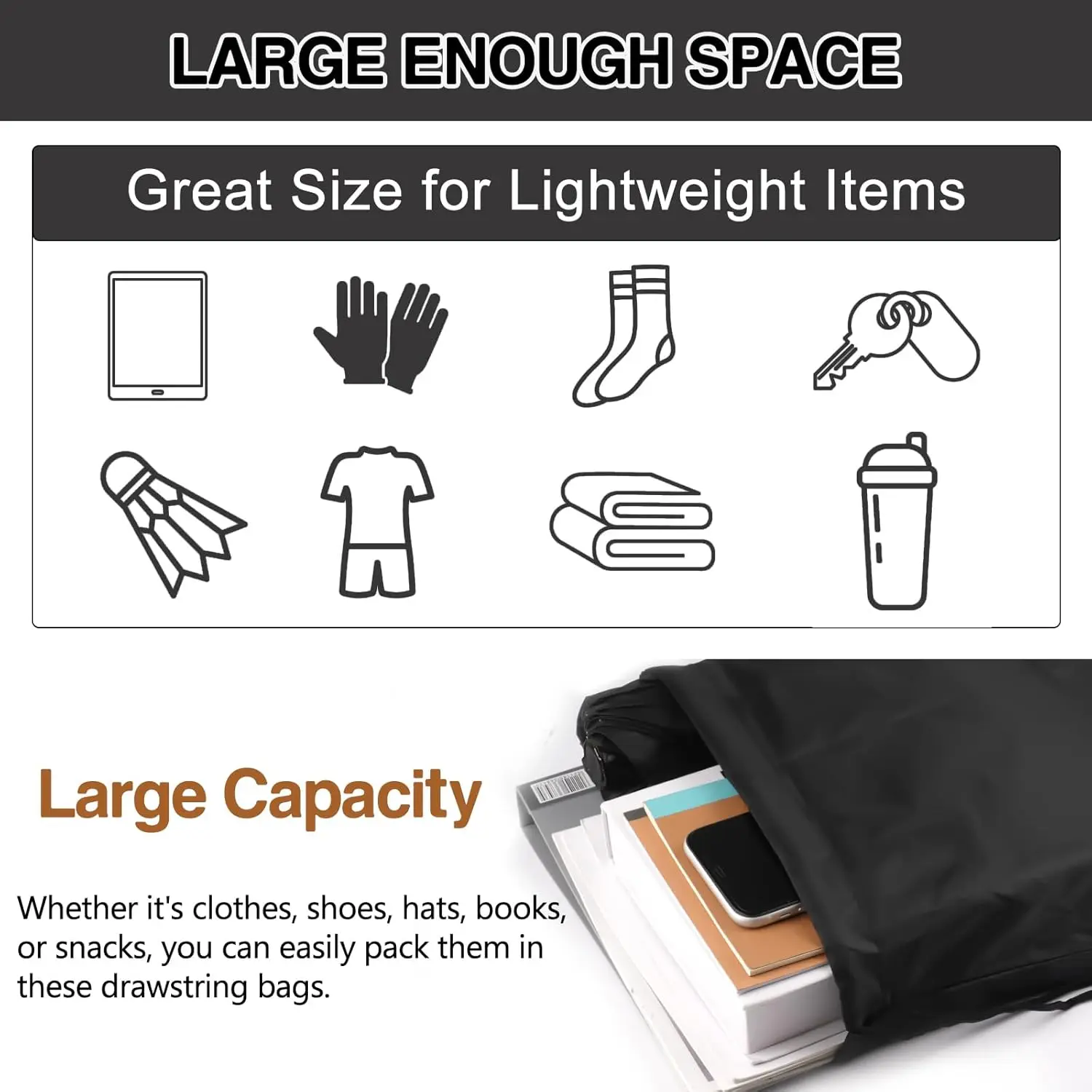 10/20/30/50pcs Customized Logo Drawstring Backpack - Lightweight Outdoor Sports Sack for Hiking, Camping, Gym & Travel thumbnail 5