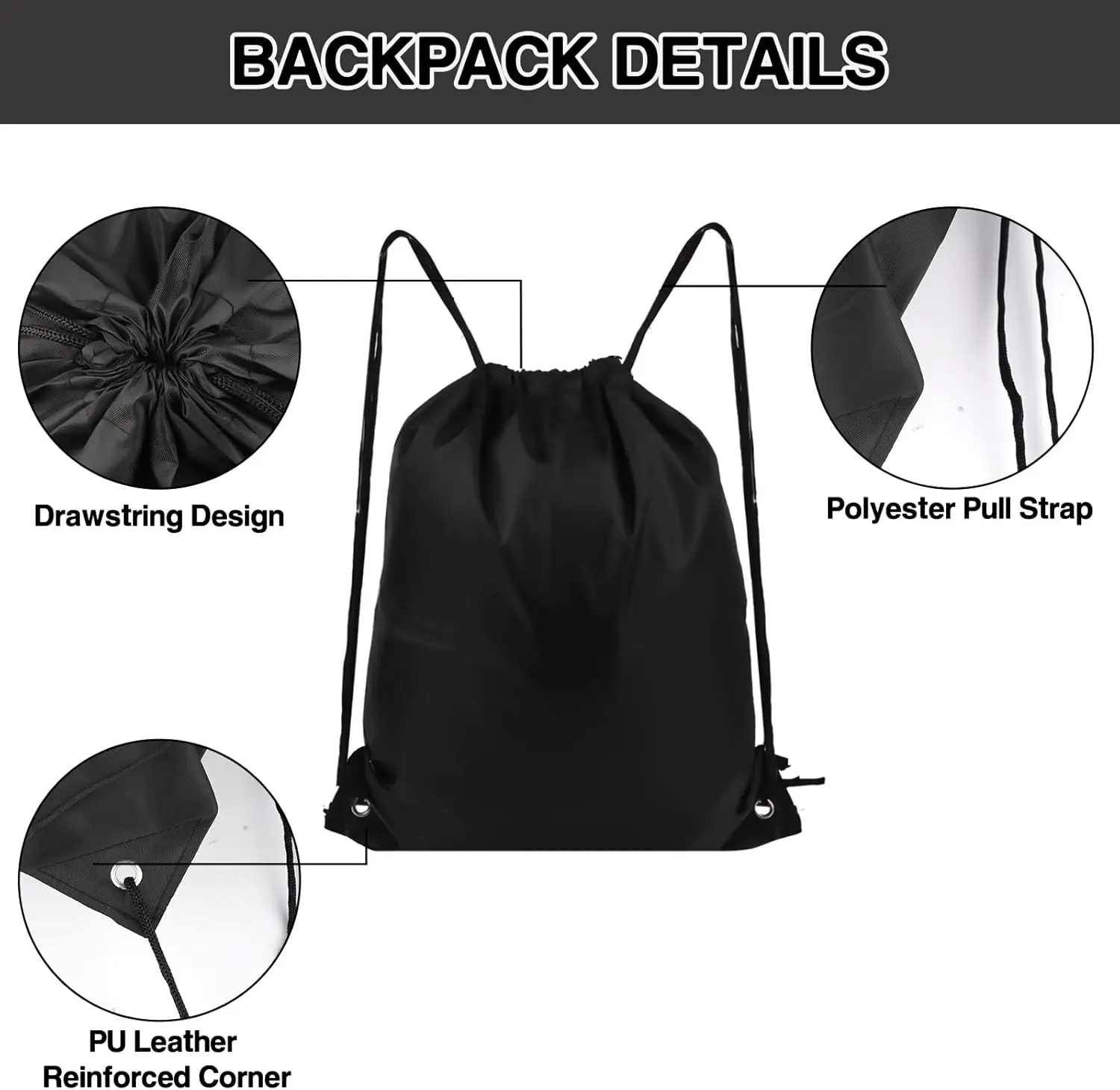 10/20/30/50pcs Customized Logo Drawstring Backpack - Lightweight Outdoor Sports Sack for Hiking, Camping, Gym & Travel thumbnail 3