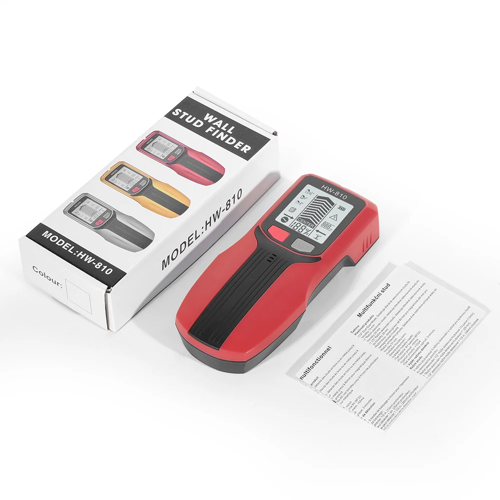 HW-810 6 In 1 Metal Detector Wall Detector Scanner with LCD Display for AC Live Cable Wires Metal Wood Stud Find without Battery thumbnail 5