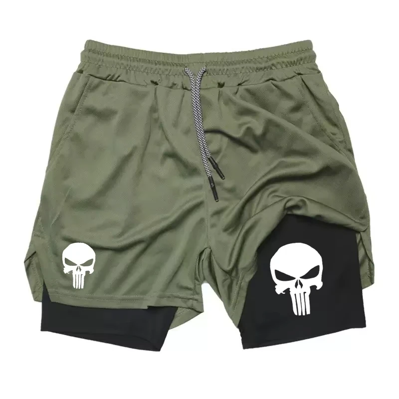 Print 2 in 1 Performance Shorts for Men Athletic Quick Dry Shorts with Phone Pocket Summer Gym Workout Running Shorts RL0302 thumbnail 2