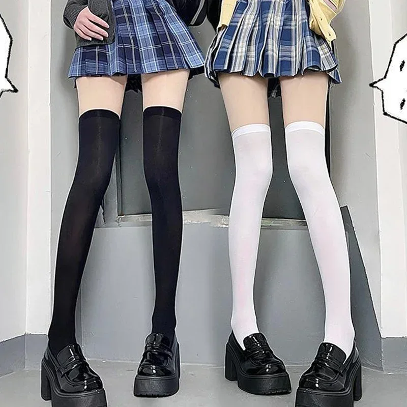 1/2pairs Sweet Over Knee Long Socks Women Girs Sexy Nylon Calf Socks Thigh High Stockings Legging JK Lolita Cosplay Tights thumbnail 2