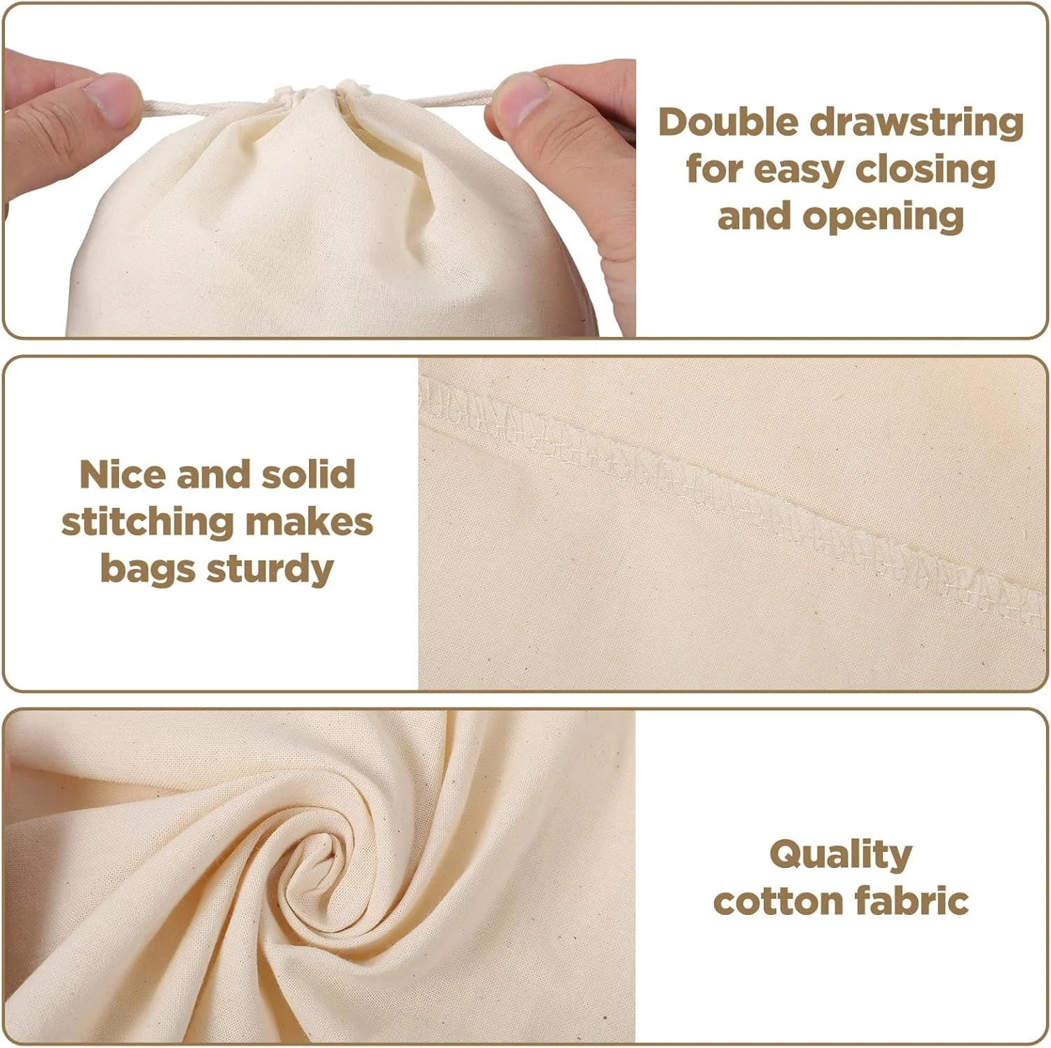 10-100pcs Custom logo Cotton Drawstring Bag Wedding Party Gift Packaging Pouches Personalized Jewelry Storage Bags Household Bag thumbnail 3